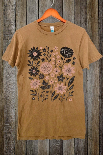 Fall Floral Garden Graphic Vintage Tee