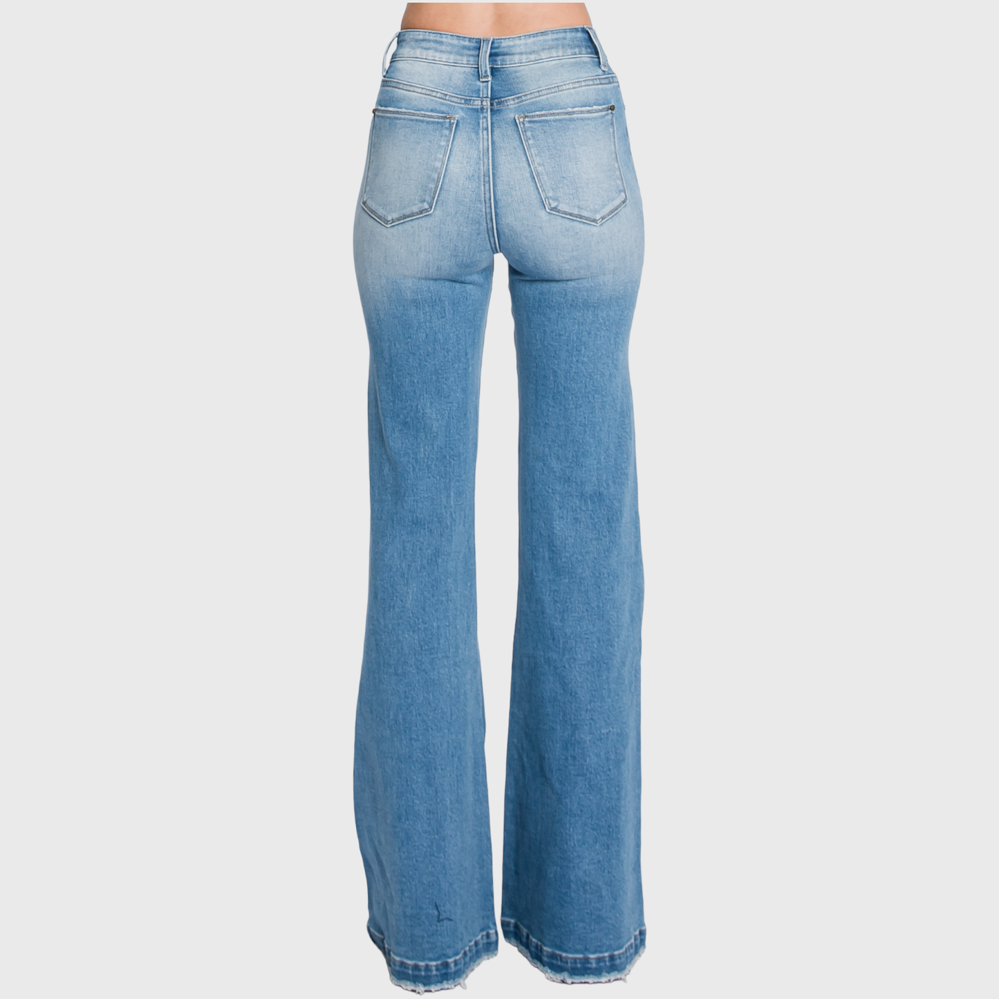 Long Distressed Super High Rise Flare Jean