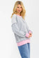 Contrast Trim Exposed Seam Sweatshirt – Pink & Grey