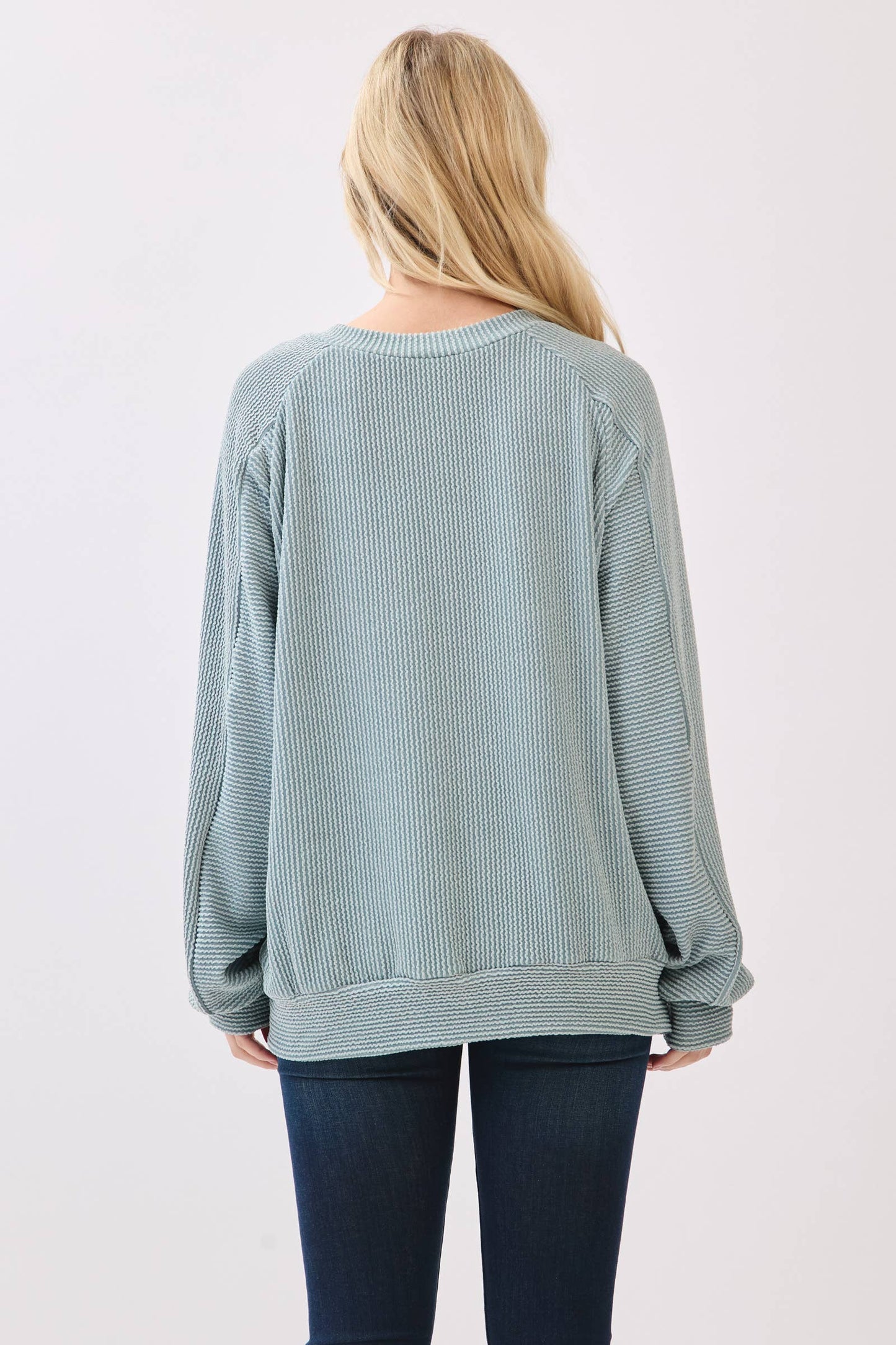 Ribbed Knit Pullover Sweatshirt