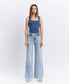 HIGH RISE DRAWSTRING WAISTBAND WIDE LEG JEANS