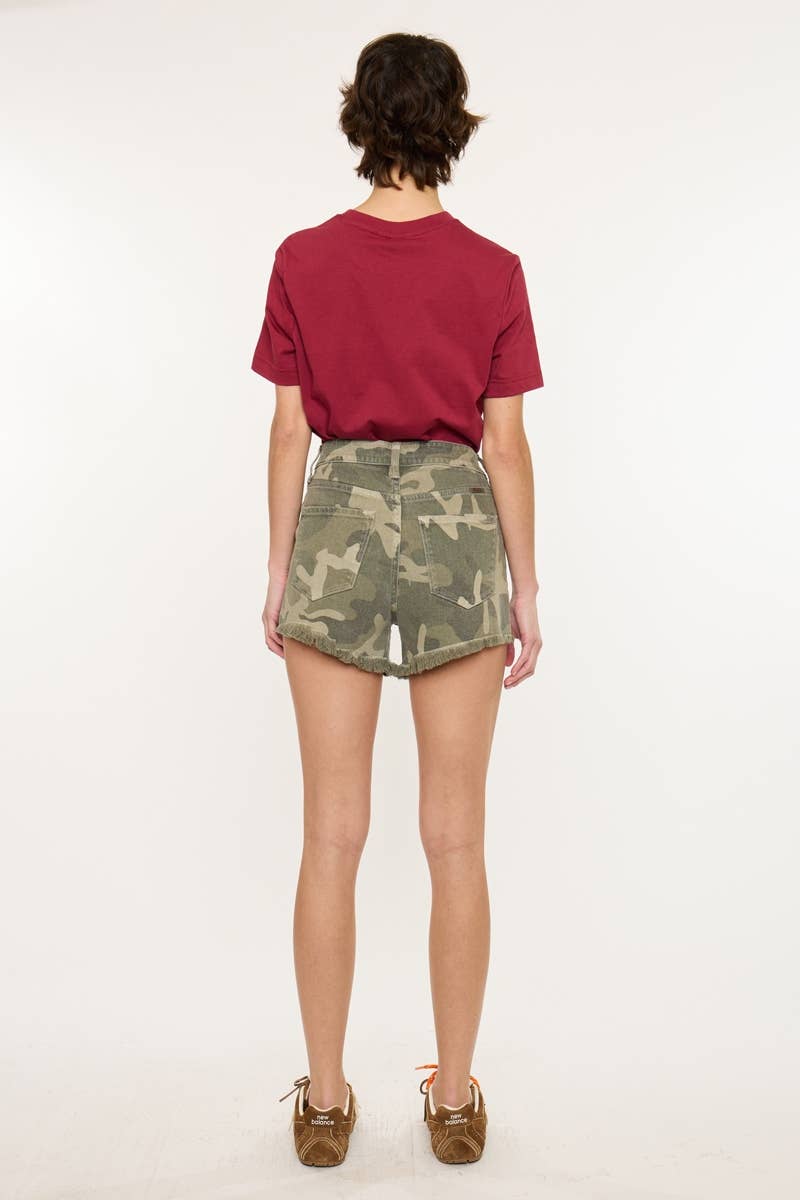 KanCan High Rise Camo Print Stretch Shorts